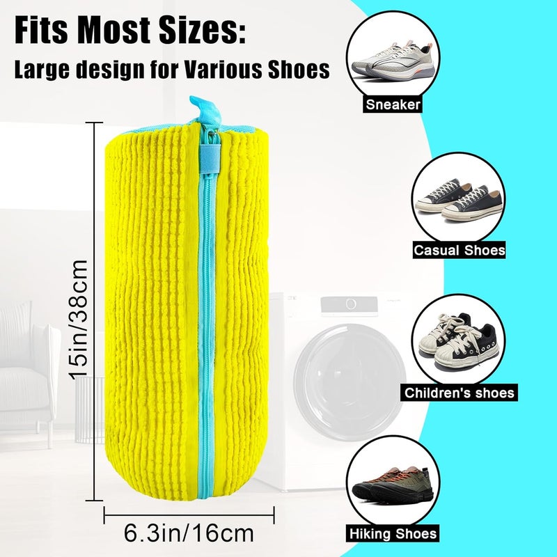 CNEYSID XXL Shoe Washing Machine Bag - 2-Pack Reusable Shoes Cleaning Bags, 360° Deep Clean for Tennis Shoes, Sneakers and Slippers, Includes 2 Shoe Storage Dust Bags (Yellow) - Image 4